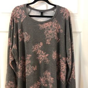 Torrid Light Weight Grey Pink Floral Sweatshirt